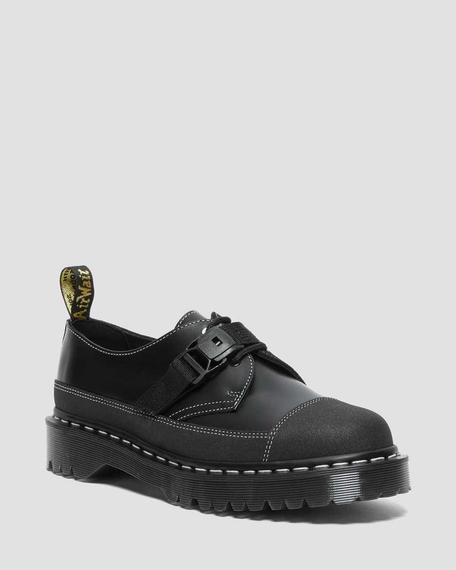 Dr Martens 1461 Tech Made in England Schnallen Oxfords Schuhe Damen Schwarz | BIZ-761053