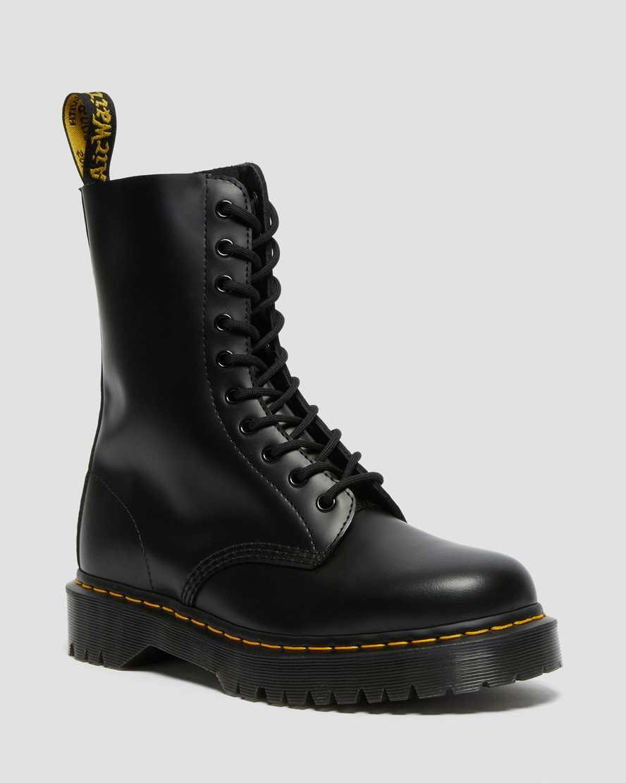 Dr Martens 1490 Bex Smooth Leder Schnürstiefel Damen Schwarz | YOT-905634