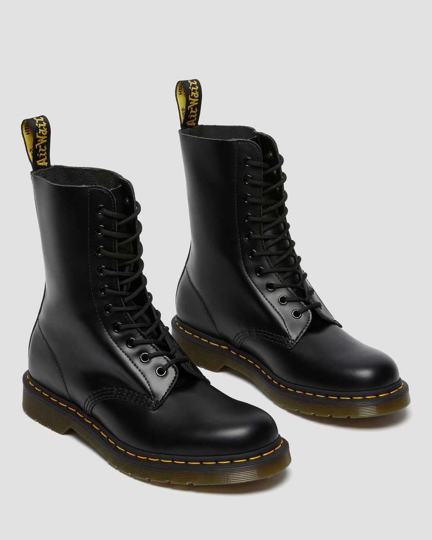 Dr Martens 1490 Smooth Leder Schnürstiefel Damen Schwarz | PAC-538240