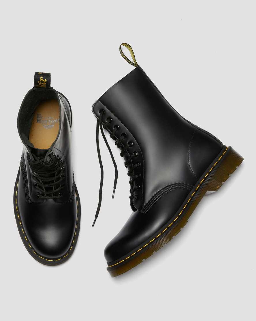 Dr Martens 1490 Smooth Leder Schnürstiefel Damen Schwarz | PAC-538240