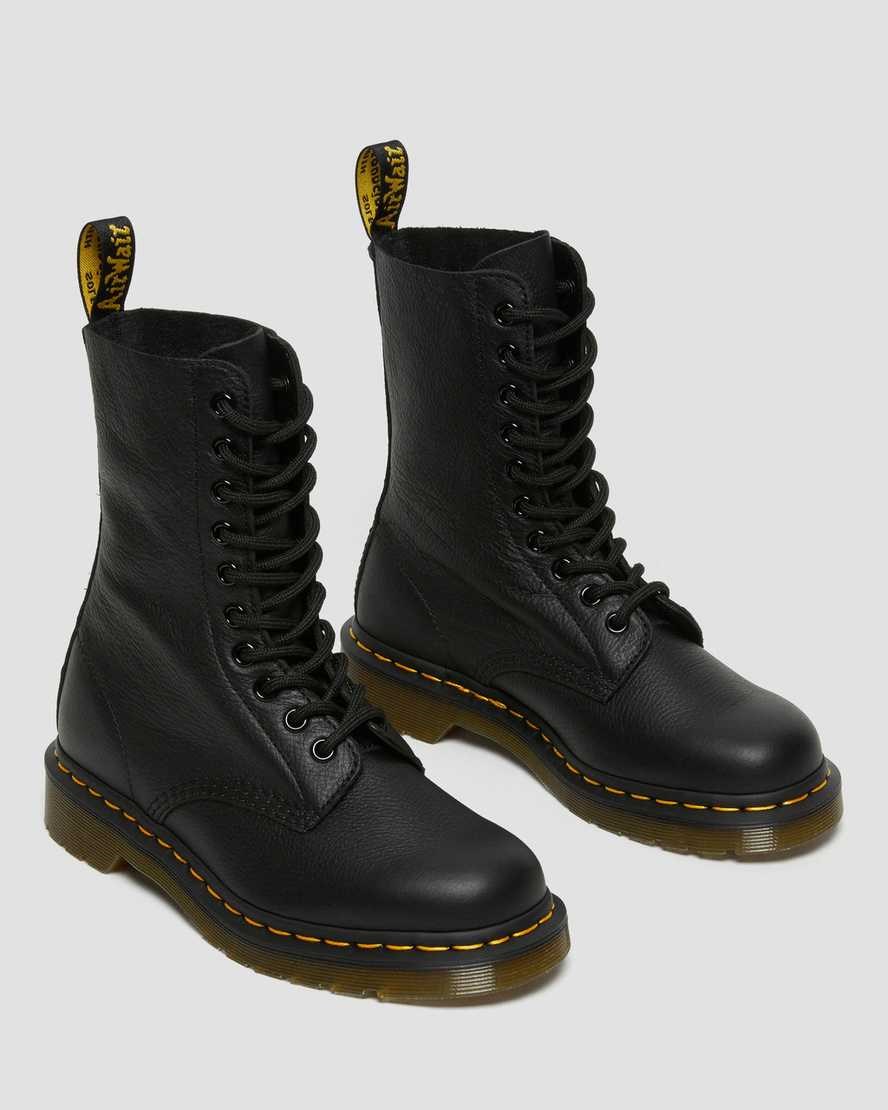 Dr Martens 1490 Virginia Leder Schnürstiefel Damen Schwarz | ABE-403917