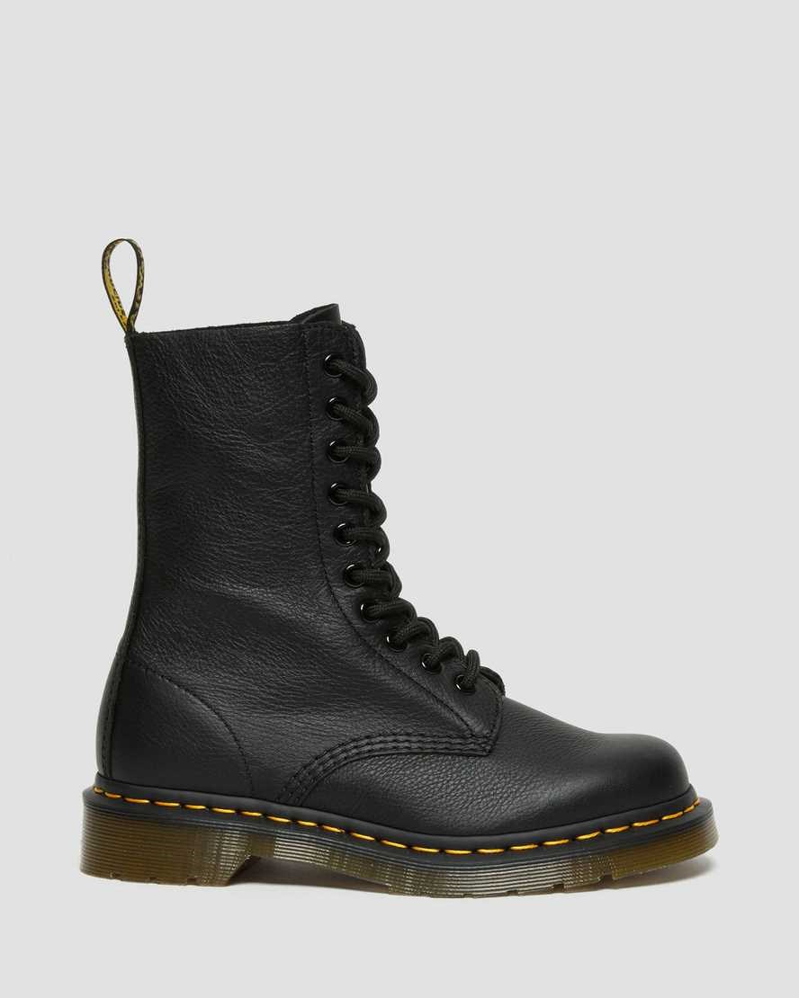 Dr Martens 1490 Virginia Leder Schnürstiefel Damen Schwarz | ABE-403917