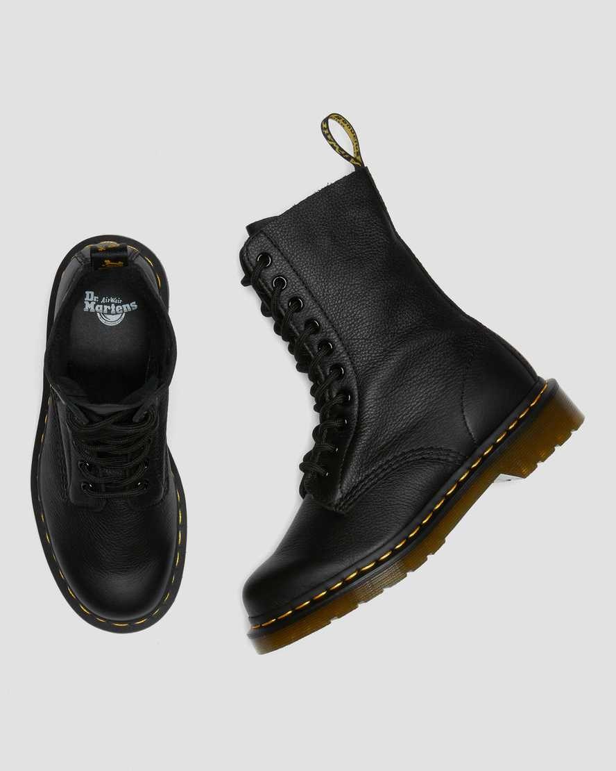 Dr Martens 1490 Virginia Leder Schnürstiefel Damen Schwarz | ABE-403917