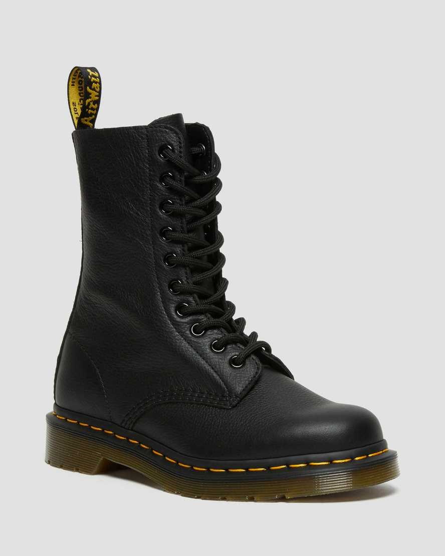 Dr Martens 1490 Virginia Leder Schnürstiefel Damen Schwarz | ABE-403917