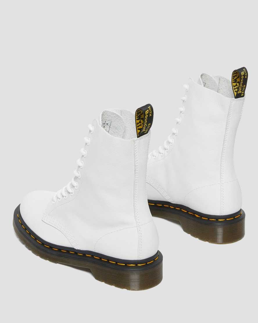 Dr Martens 1490 Virginia Leder Schnürstiefel Damen Weiß | ELD-578291