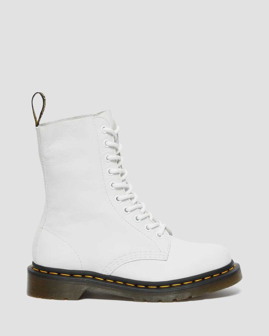 Dr Martens 1490 Virginia Leder Schnürstiefel Damen Weiß | ELD-578291