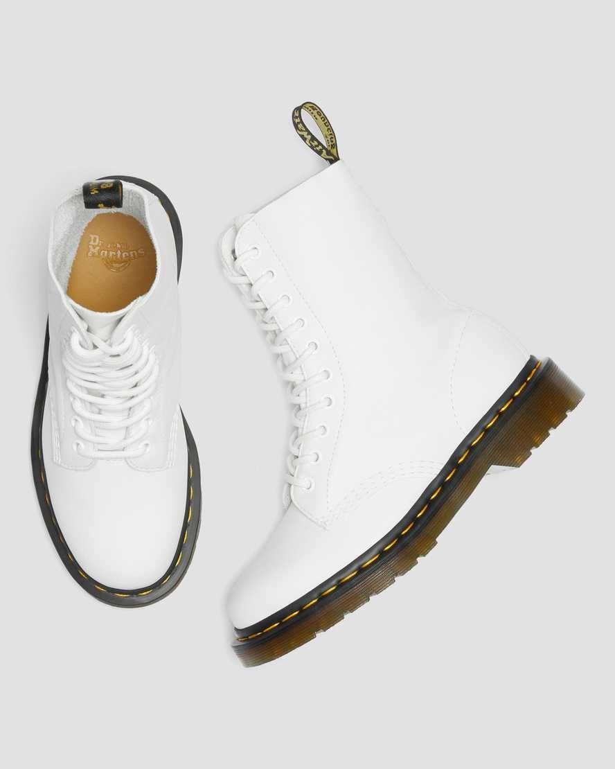 Dr Martens 1490 Virginia Leder Schnürstiefel Damen Weiß | ELD-578291