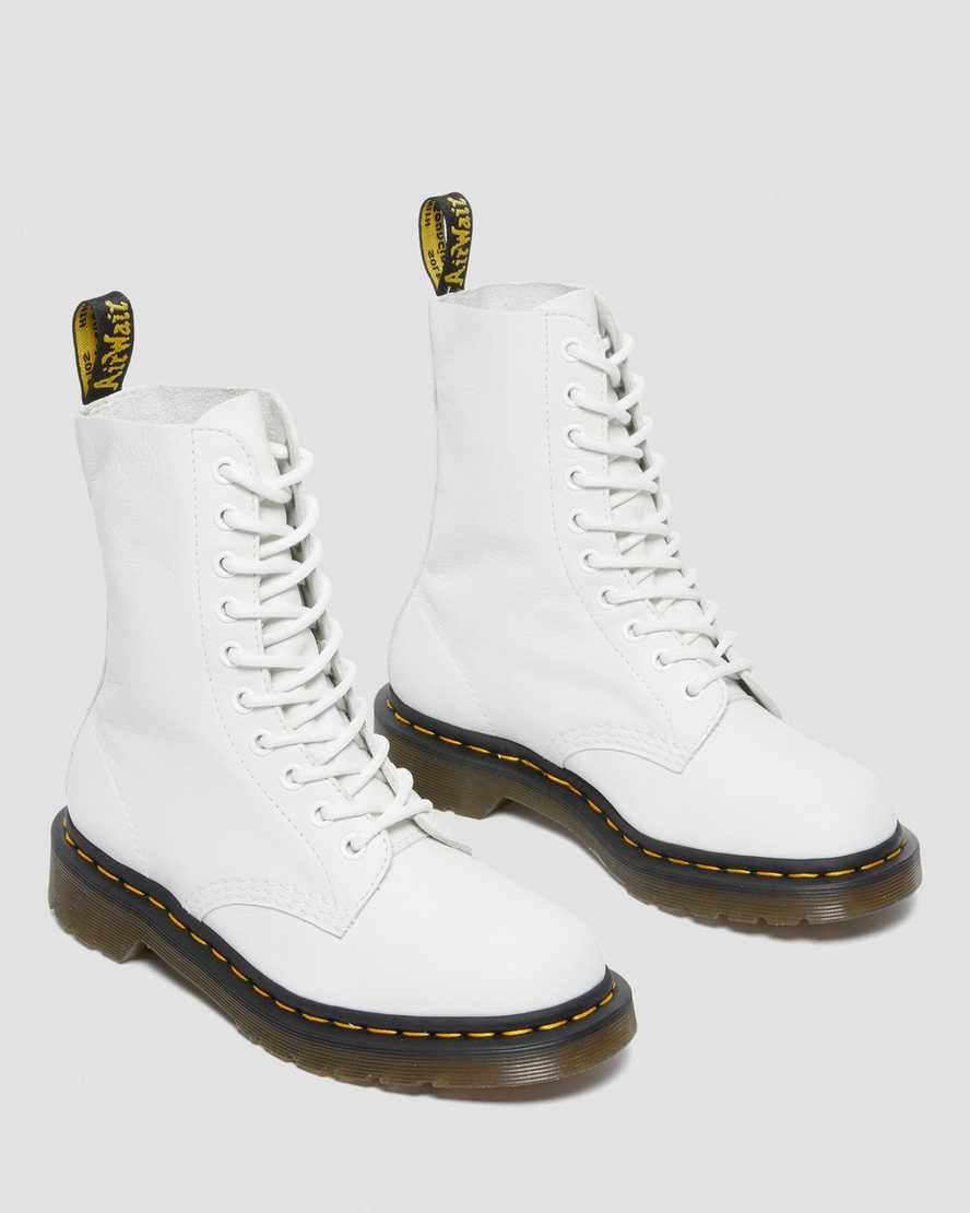 Dr Martens 1490 Virginia Leder Schnürstiefel Damen Weiß | ELD-578291