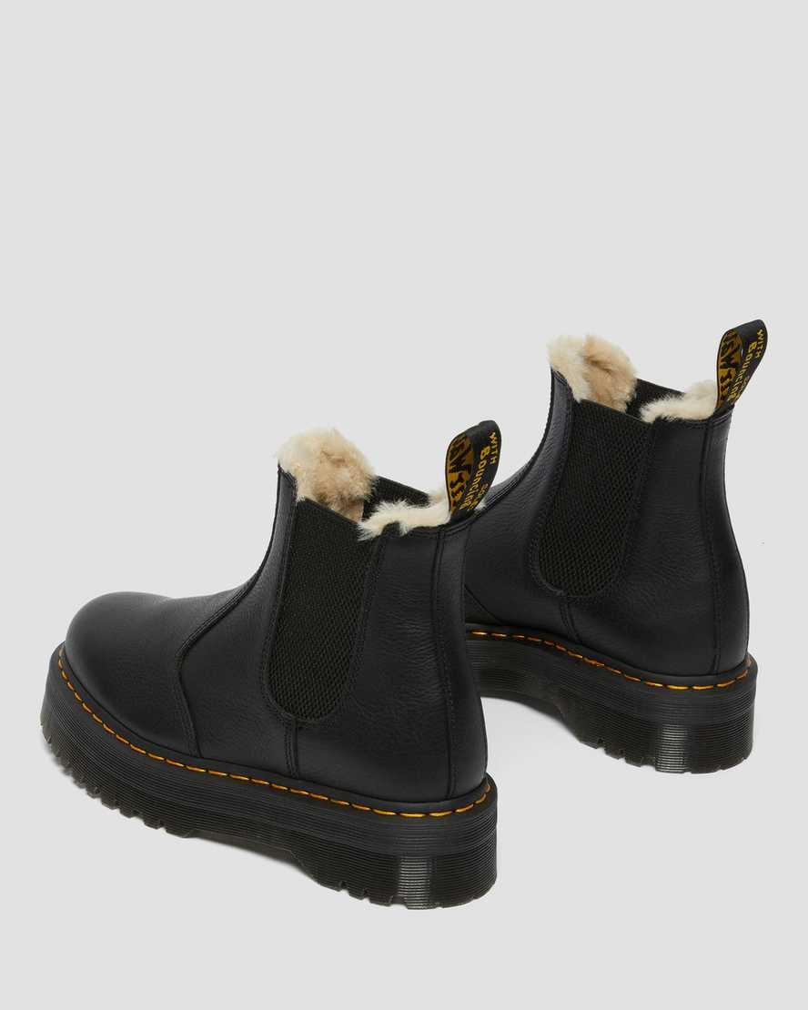 Dr Martens 2976 Faux Fur Gefütterte Plattform Chelsea Stiefel Herren Schwarz | EKW-379024