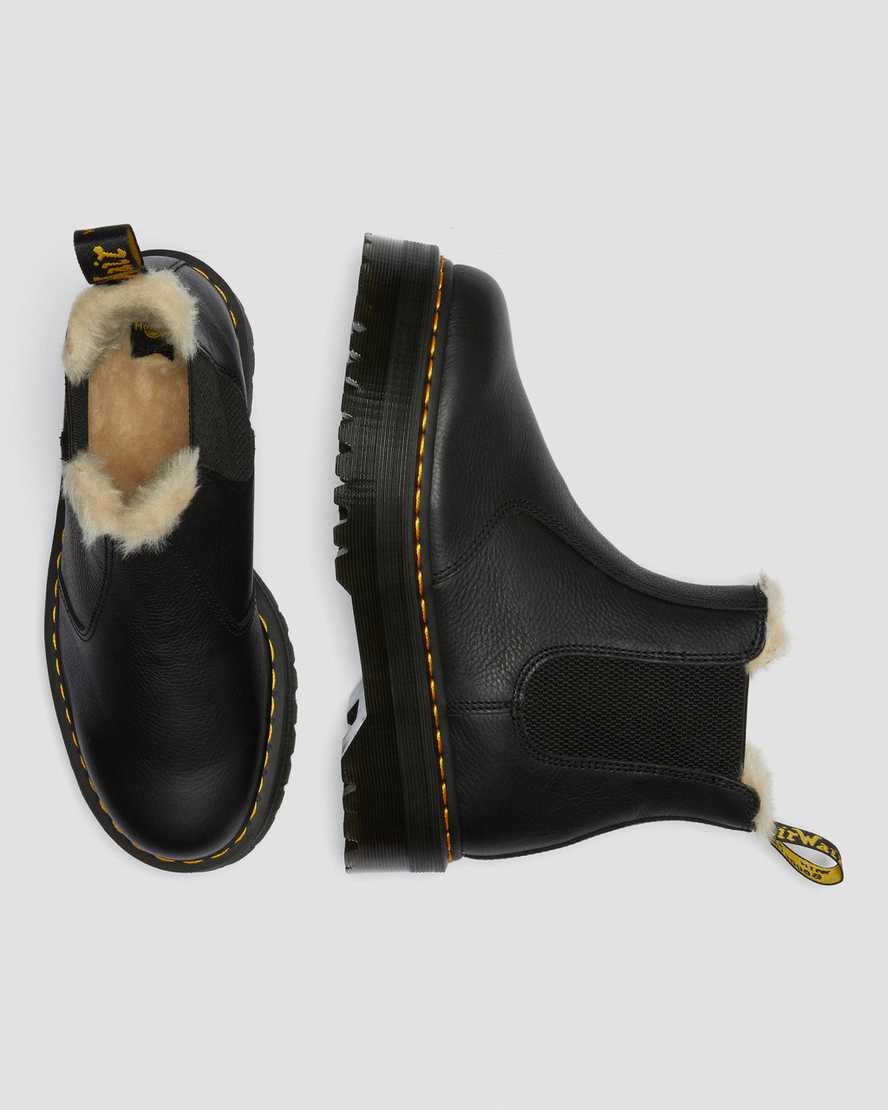 Dr Martens 2976 Faux Fur Gefütterte Plattform Chelsea Stiefel Herren Schwarz | EKW-379024