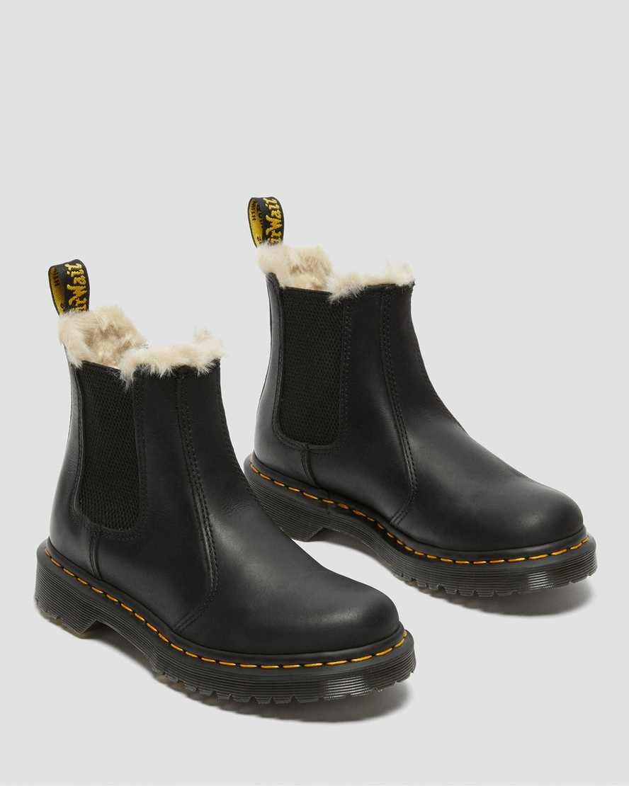 Dr Martens 2976 Faux Fur Gefütterte Stiefeletten Damen Schwarz | WCL-159063