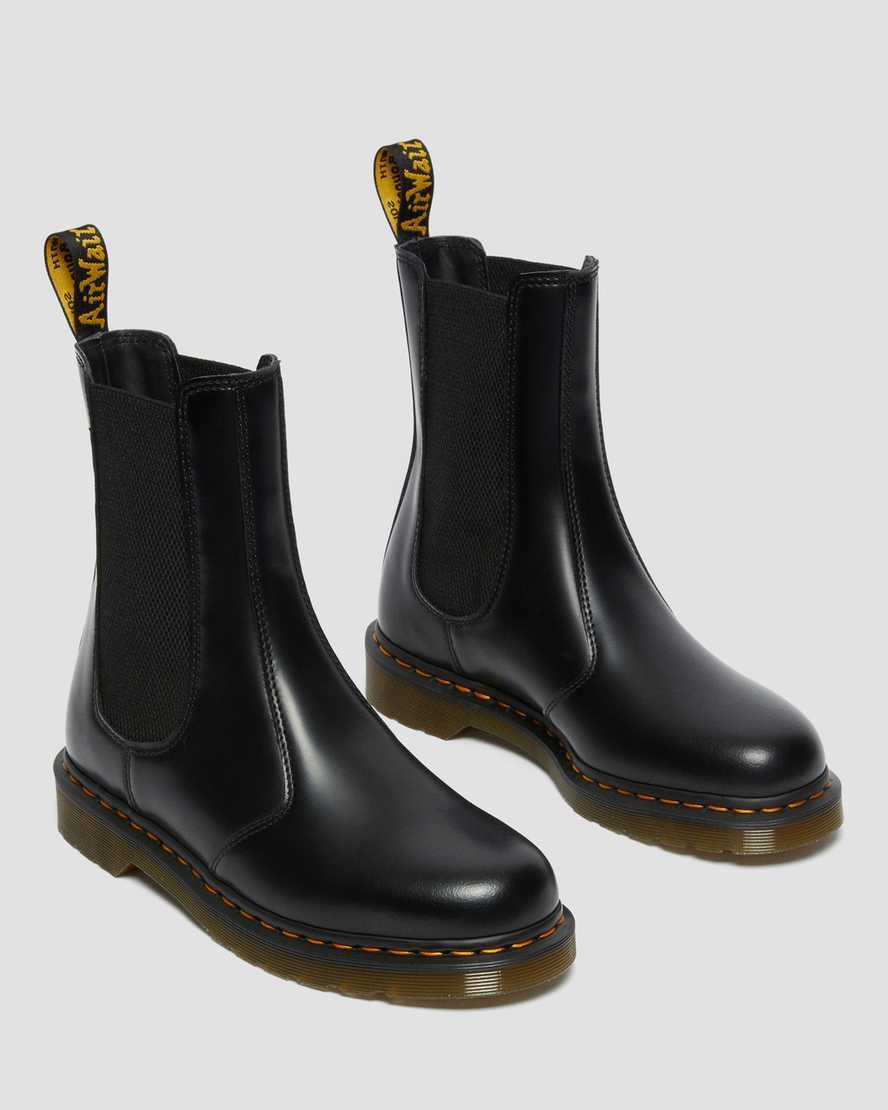 Dr Martens 2976 Hi Smooth Leder Chelsea Stiefel Damen Schwarz | LAK-394678