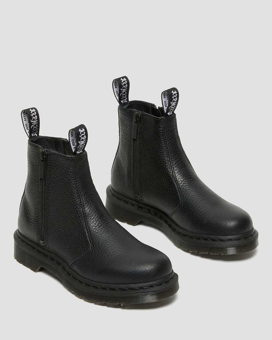 Dr Martens 2976 Leder Zip Up Stiefel Damen Schwarz | DFQ-836210