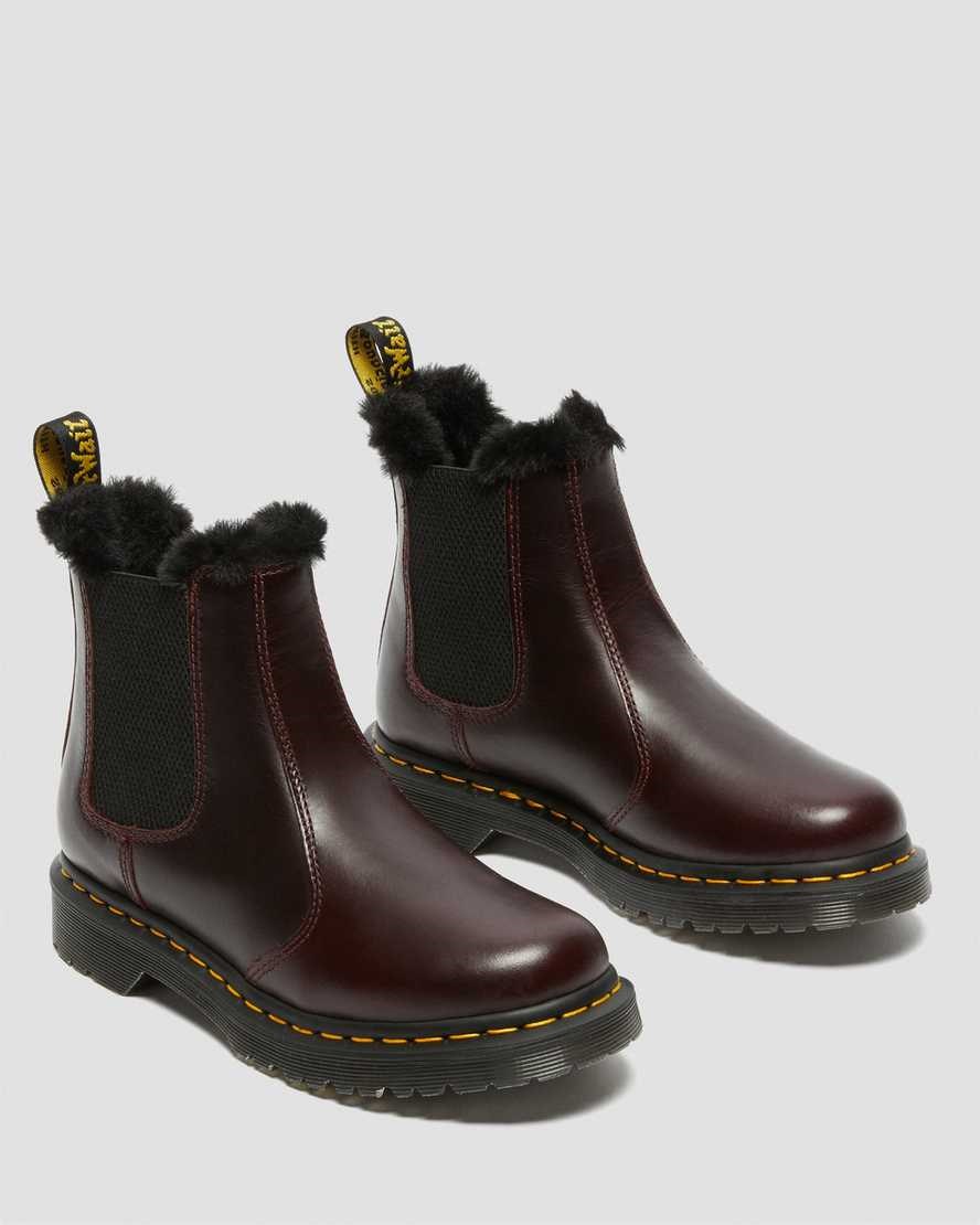 Dr Martens 2976 Leonore Faux Fur Gefütterte Stiefeletten Damen Oxblood | BOX-027685