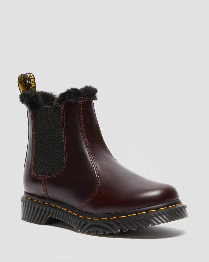 Dr Martens 2976 Leonore Faux Fur Gefütterte Stiefeletten Damen Oxblood | BOX-027685