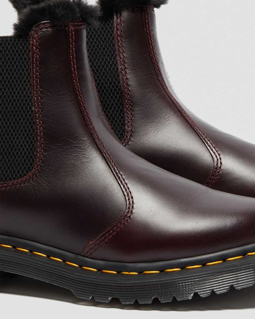 Dr Martens 2976 Leonore Faux Fur Gefütterte Chelsea Stiefel Damen Oxblood | RWX-218345