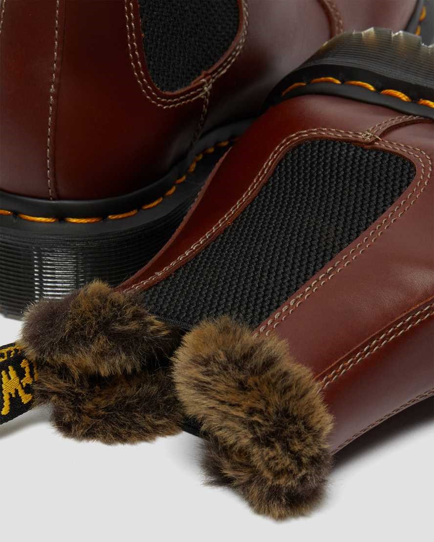 Dr Martens 2976 Leonore Faux Fur Gefütterte Chelsea Stiefel Damen Braun | SEX-986503