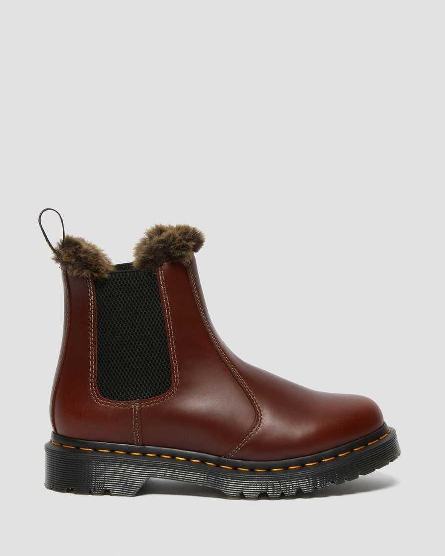 Dr Martens 2976 Leonore Faux Fur Gefütterte Chelsea Stiefel Damen Braun | SEX-986503