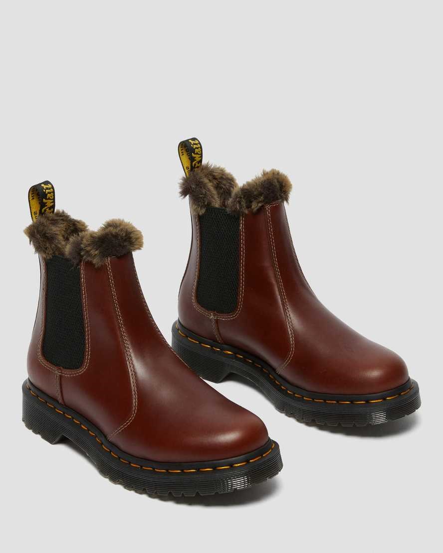 Dr Martens 2976 Leonore Faux Fur Gefütterte Chelsea Stiefel Damen Braun | SEX-986503