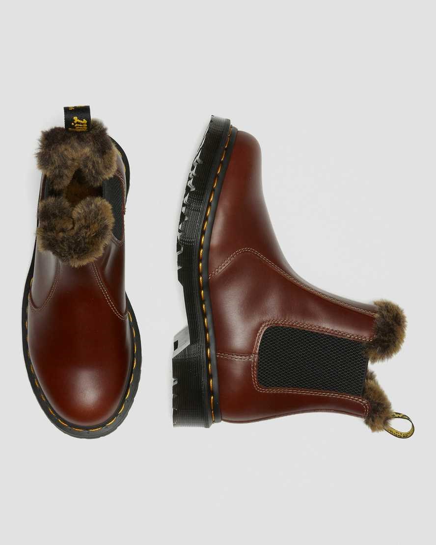 Dr Martens 2976 Leonore Faux Fur Gefütterte Chelsea Stiefel Damen Braun | SEX-986503