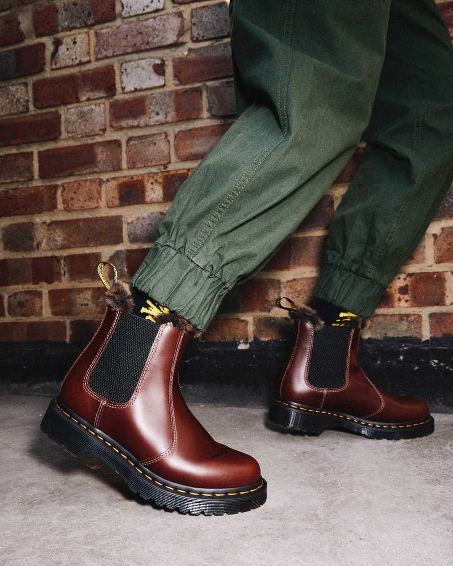 Dr Martens 2976 Leonore Faux Fur Gefütterte Chelsea Stiefel Damen Braun | SEX-986503