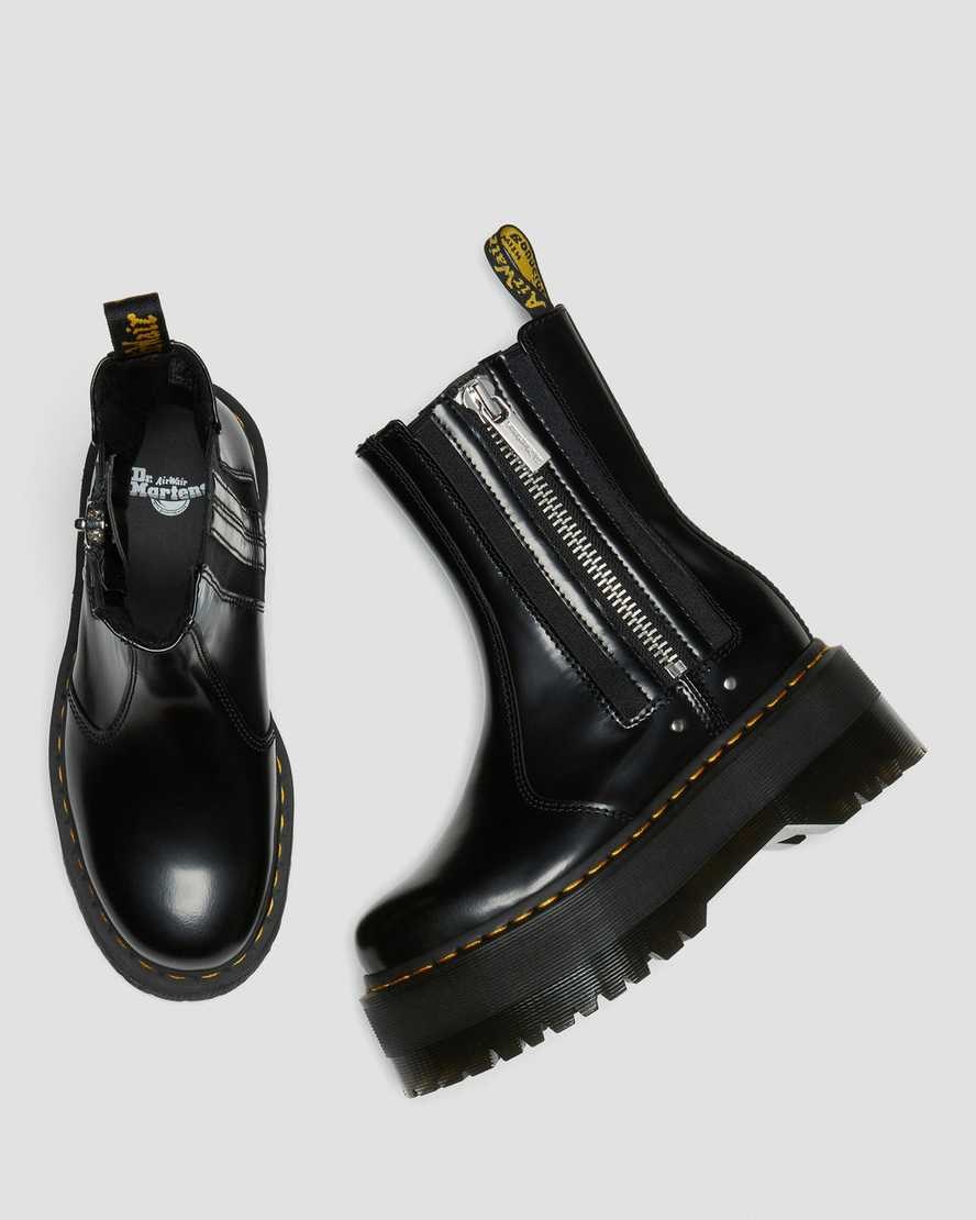 Dr Martens 2976 Max Leder Plattform Stiefeletten Damen Schwarz | GFR-719823