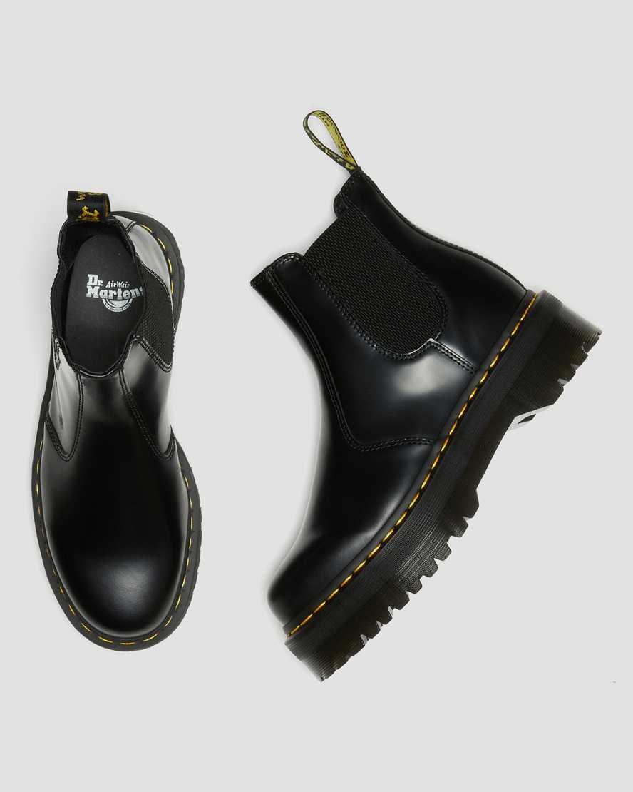 Dr Martens 2976 Polished Smooth Plattform Chelsea Stiefel Damen Schwarz | ILC-647381