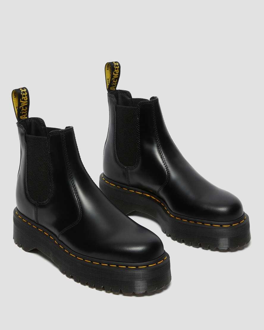 Dr Martens 2976 Polished Smooth Plattform Chelsea Stiefel Damen Schwarz | ILC-647381