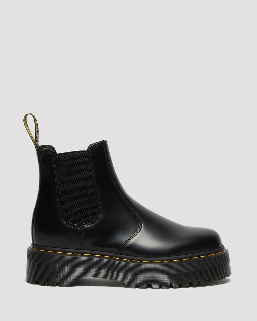 Dr Martens 2976 Polished Smooth Plattform Chelsea Stiefel Damen Schwarz | ILC-647381