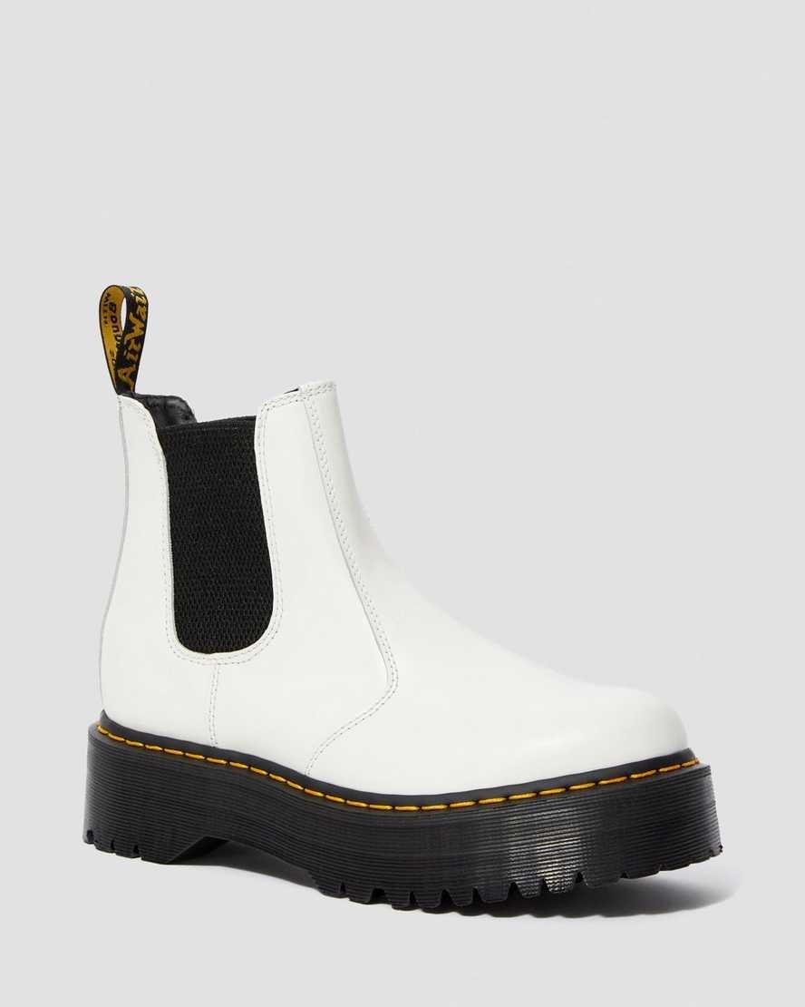 Dr Martens 2976 Smooth Leder Plattform Chelsea Stiefel Herren Weiß | NMG-267904