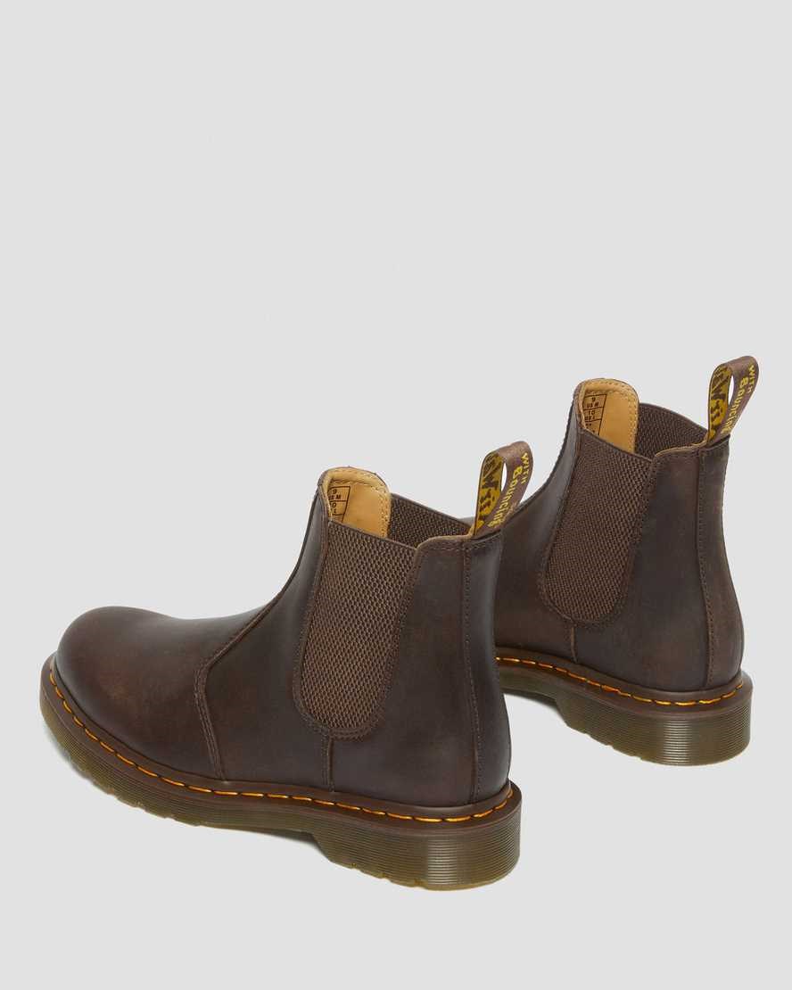 Dr Martens 2976 Yellow Stitch Crazy Horse Leder Chelsea Stiefel Herren Dunkelbraun | AXK-563890