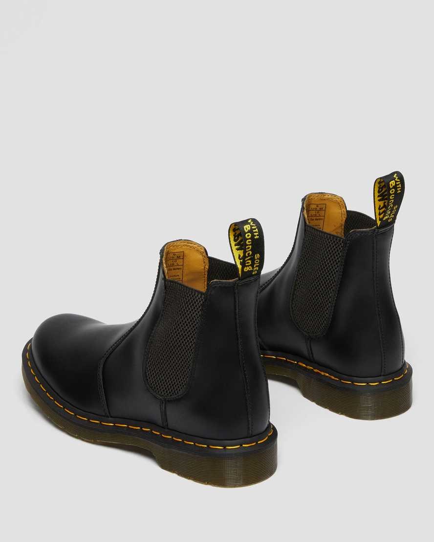 Dr Martens 2976 Yellow Stitch Smooth Leder Chelsea Stiefel Herren Schwarz | EKU-639410