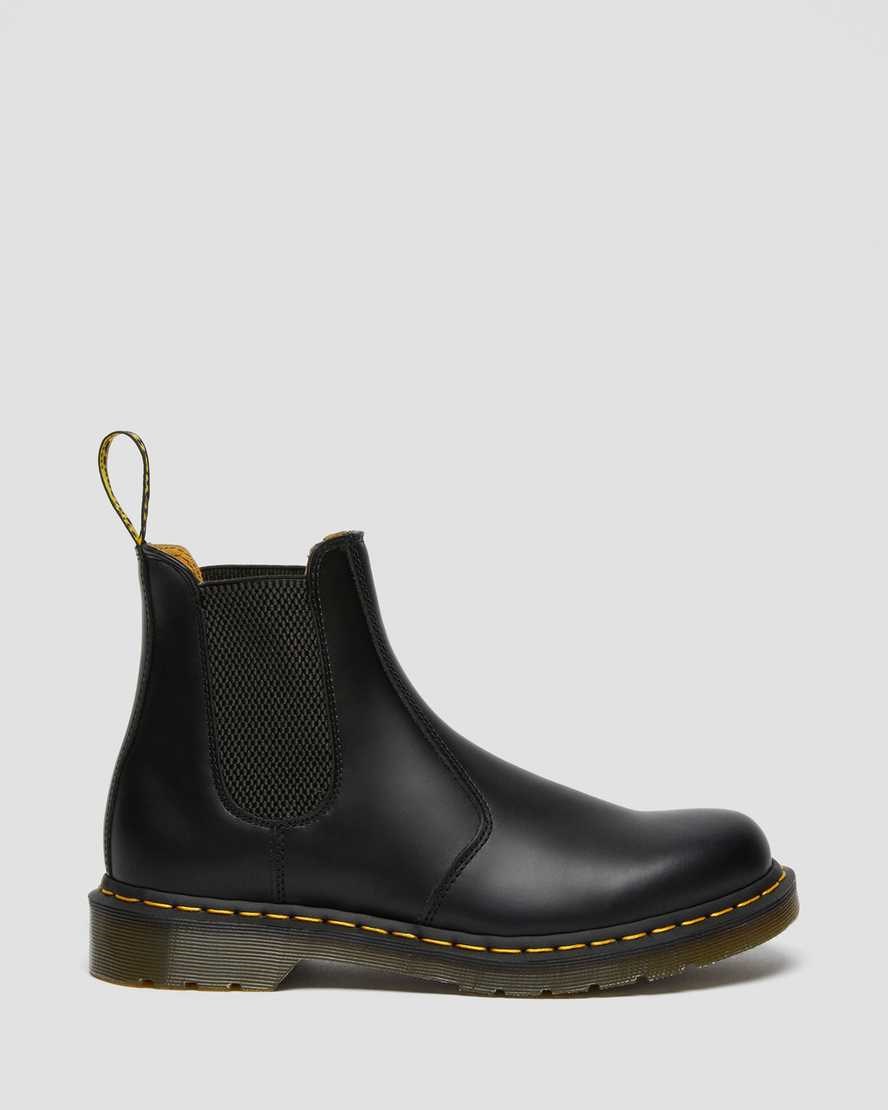 Dr Martens 2976 Yellow Stitch Smooth Leder Chelsea Stiefel Herren Schwarz | EKU-639410