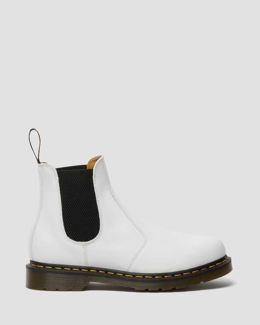 Dr Martens 2976 Yellow Stitch Smooth Leder Chelsea Stiefel Damen Weiß | GWD-127364