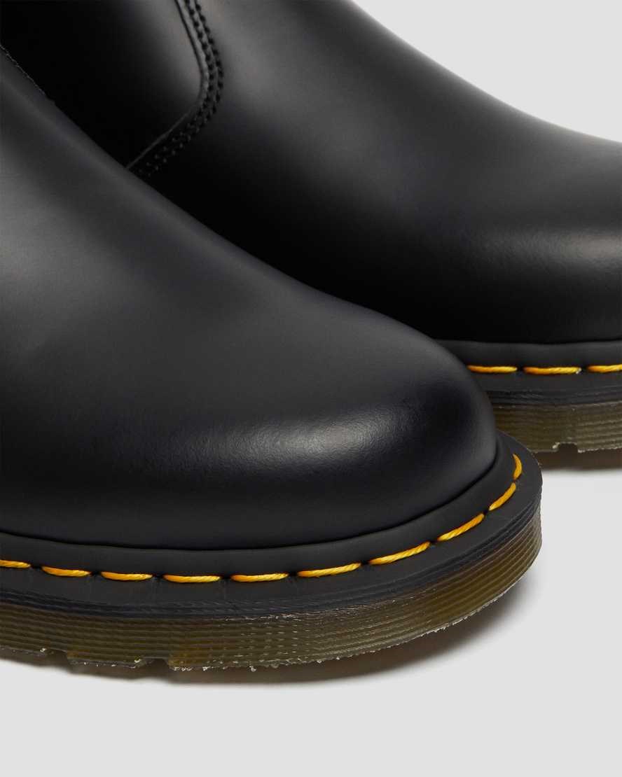 Dr Martens 2976 Yellow Stitch Smooth Leder Chelsea Stiefel Damen Schwarz | NBT-638207