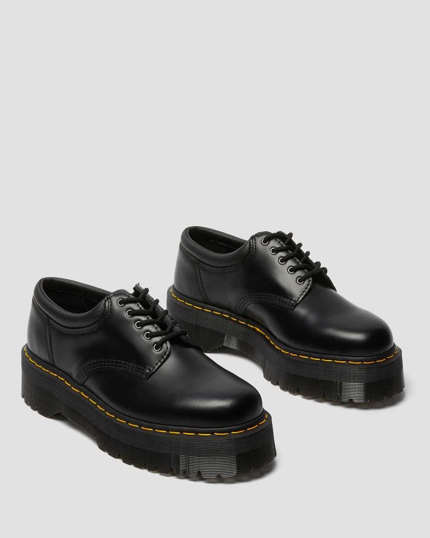 Dr Martens 8053 Leder Plattform Freizeitschuhe Damen Schwarz | SZD-328451