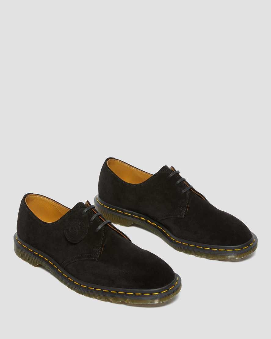 Dr Martens Archie II Made in England Wildleder Oxfords Schuhe Damen Schwarz | OXV-764803