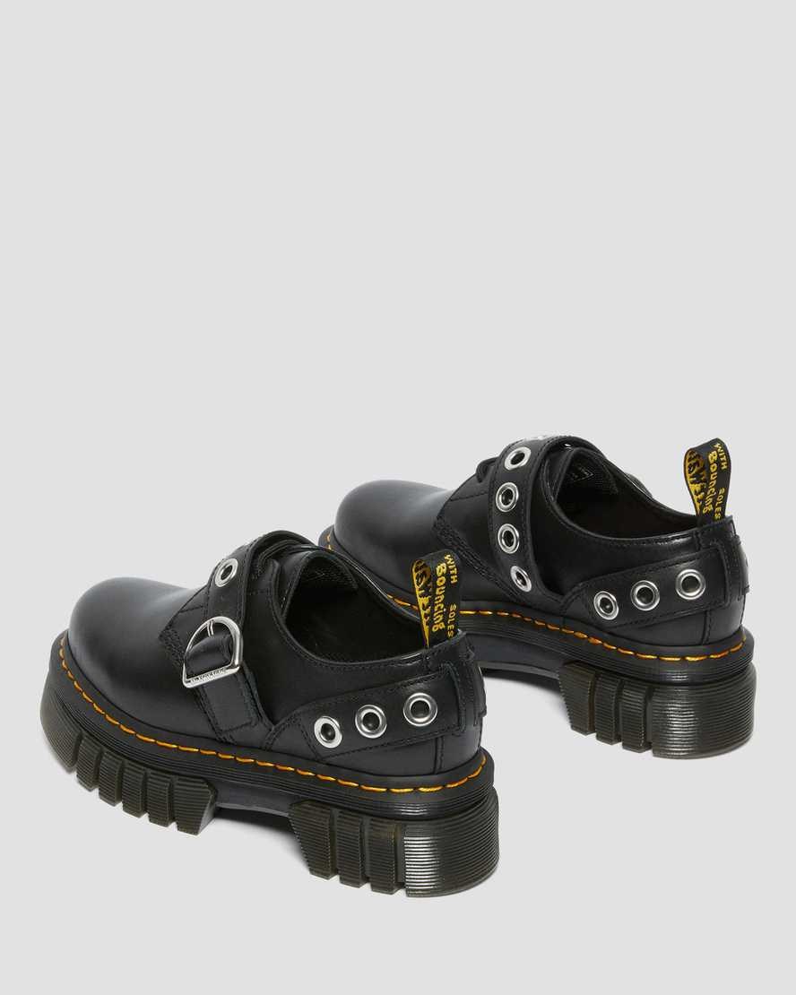 Dr Martens Audrick Hardware Leder Plateauschuhe Damen Schwarz | AJK-385761