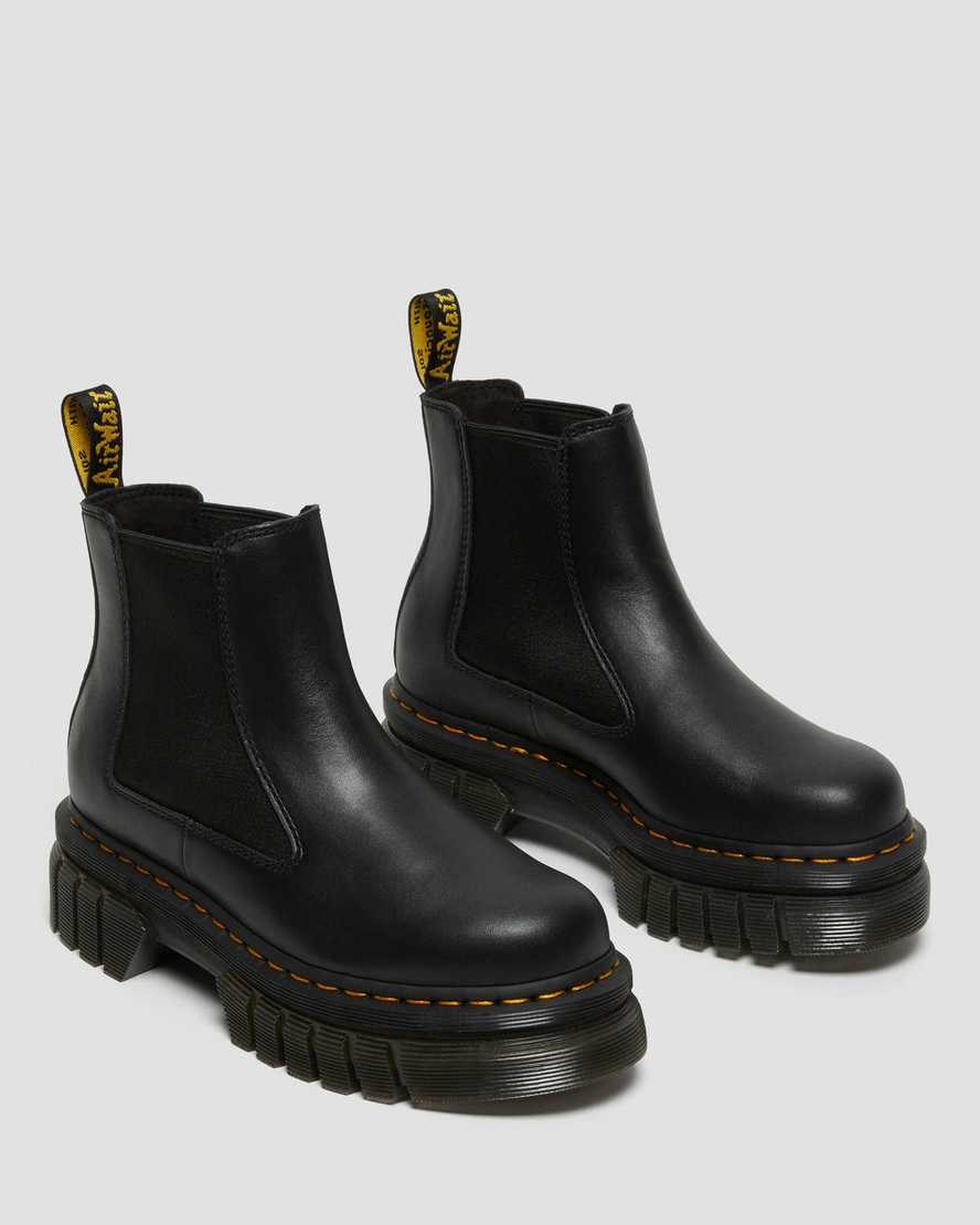 Dr Martens Audrick Nappa Leder Plattform Chelsea Stiefel Herren Schwarz | FAH-705629