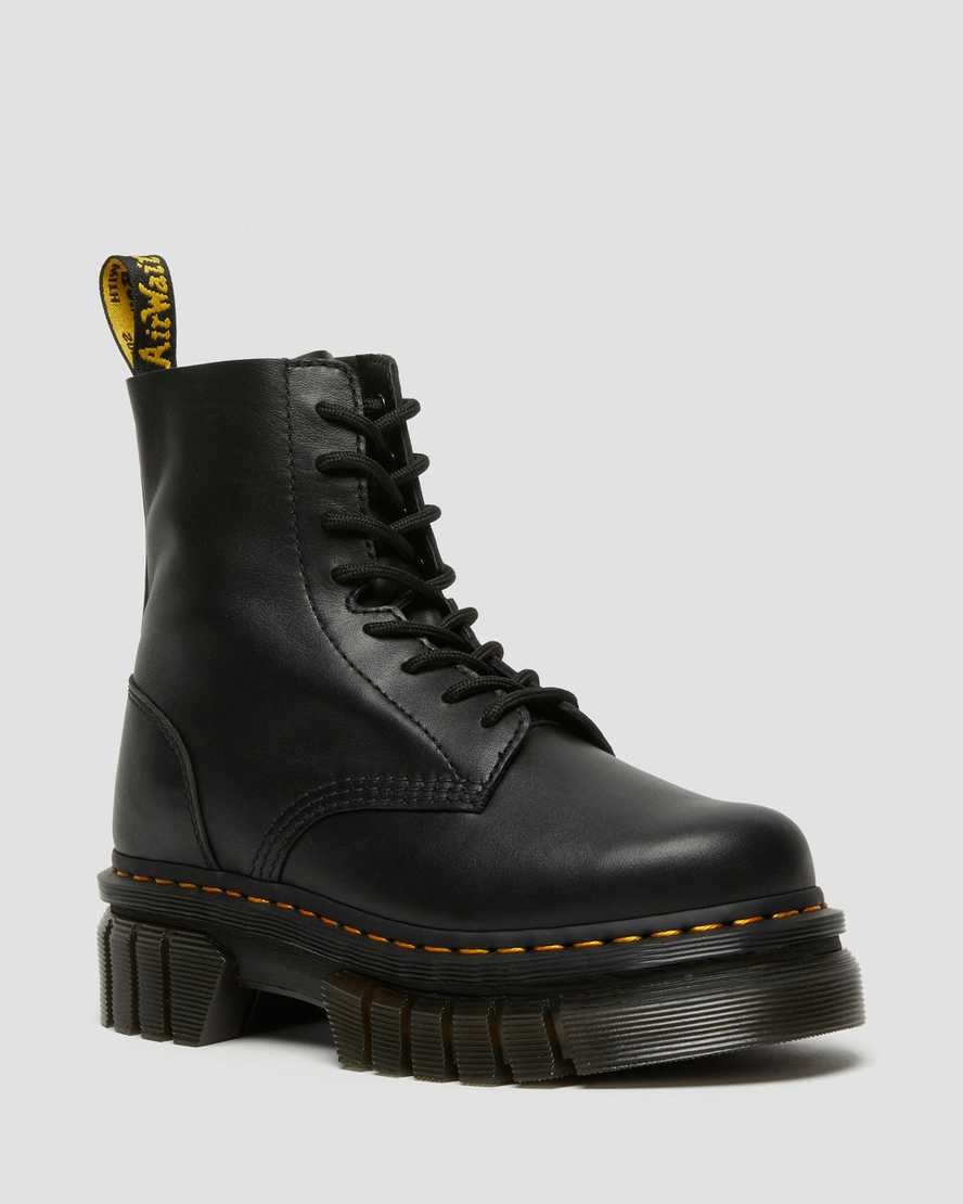 Dr Martens Audrick Nappa Leder Plattform Schnürstiefel Herren Schwarz | FVI-780529