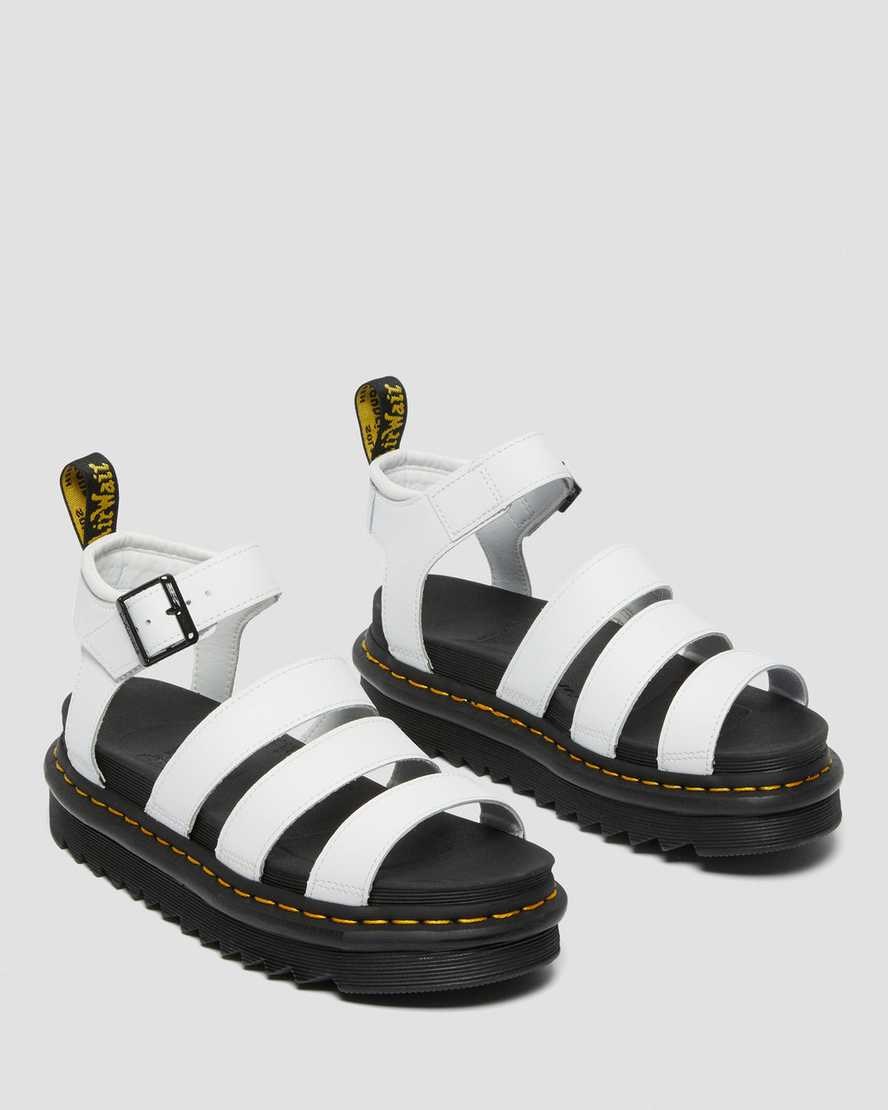 Dr Martens Blaire Hydro Leder Riemchensandalen Damen Weiß | BNW-162078