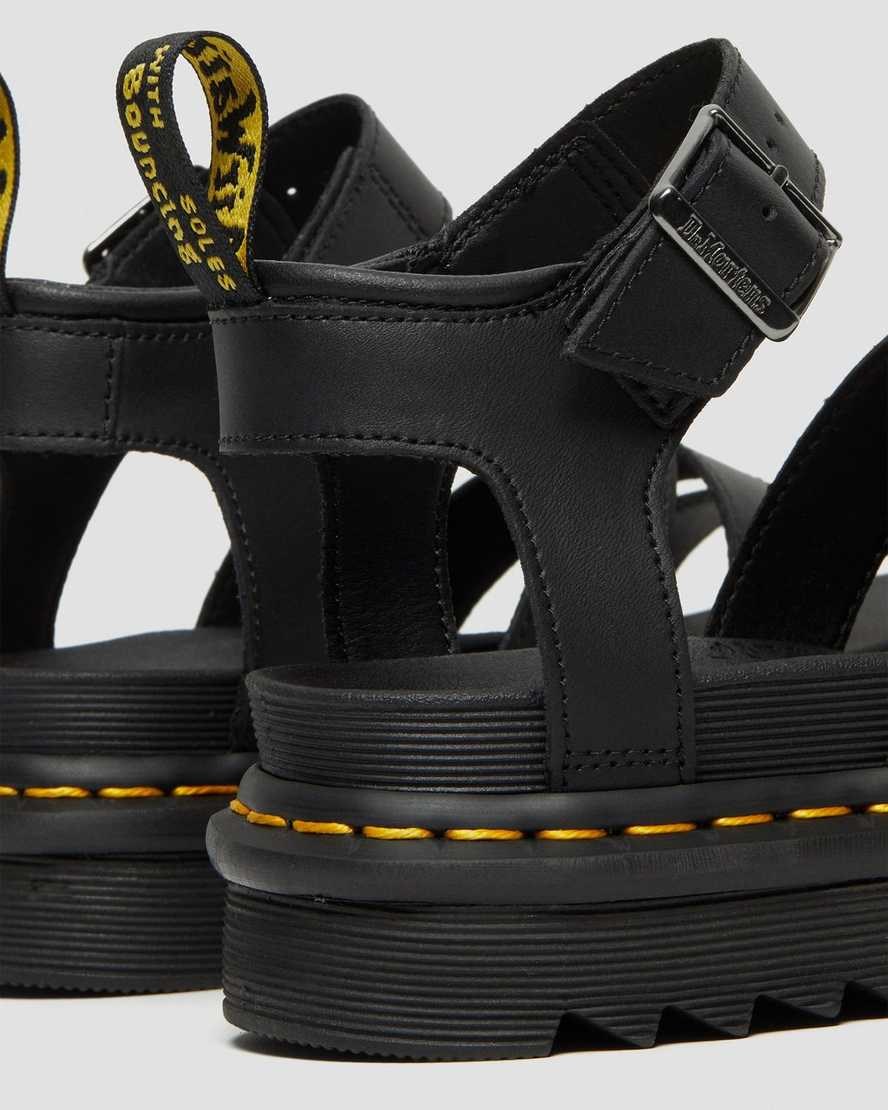 Dr Martens Blaire Hydro Leder Riemchensandalen Damen Schwarz | FJD-164238