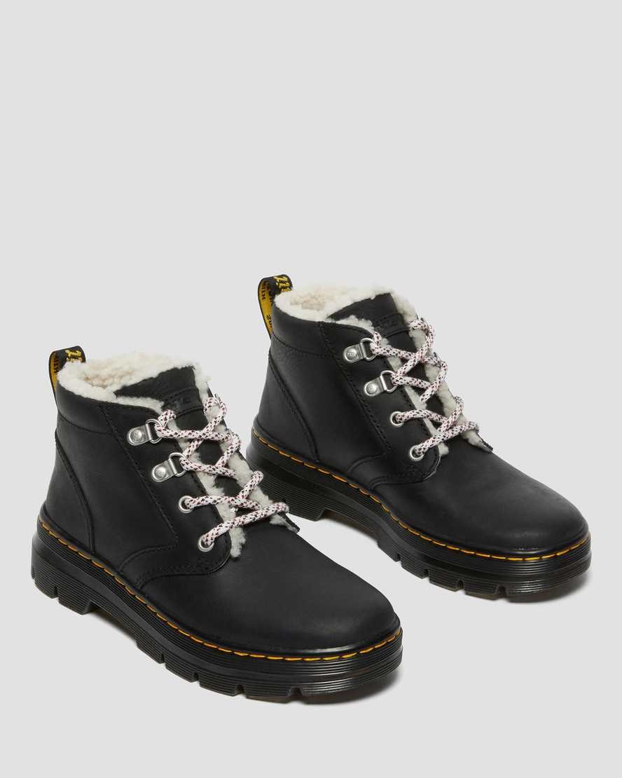 Dr Martens Bonny Faux Shearling Gefütterte Schnürstiefel Damen Schwarz | GEC-931805