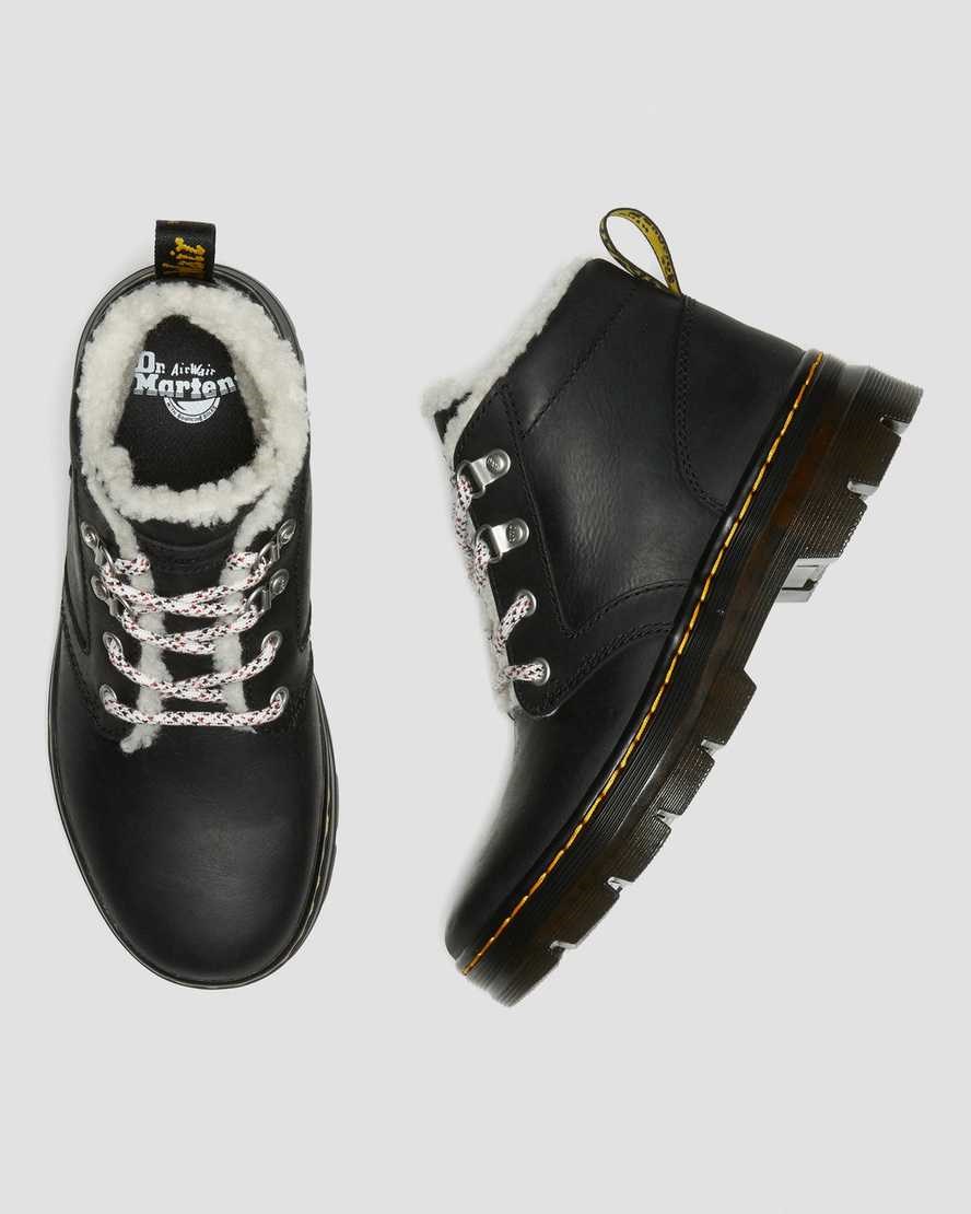 Dr Martens Bonny Faux Shearling Gefütterte Schnürstiefel Damen Schwarz | GEC-931805