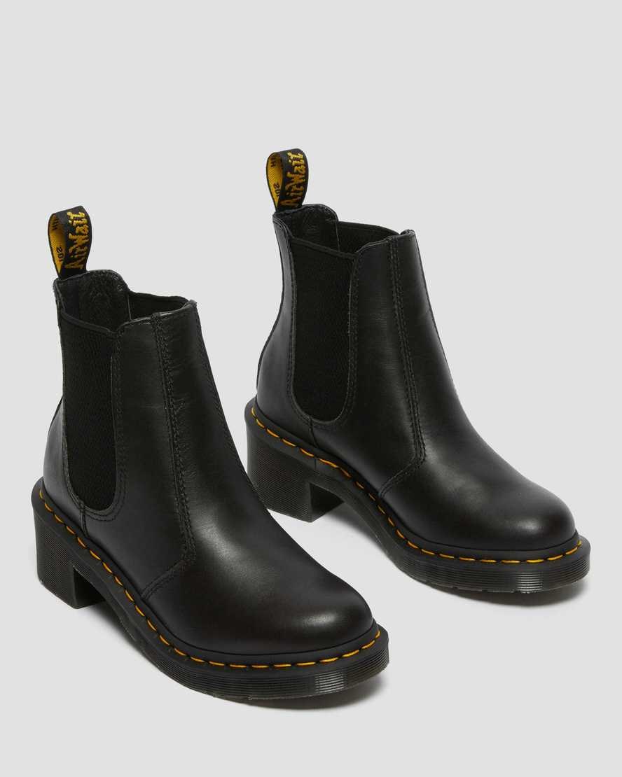 Dr Martens Cadence Leder Absatz Chelsea Stiefel Damen Schwarz | PUH-742356