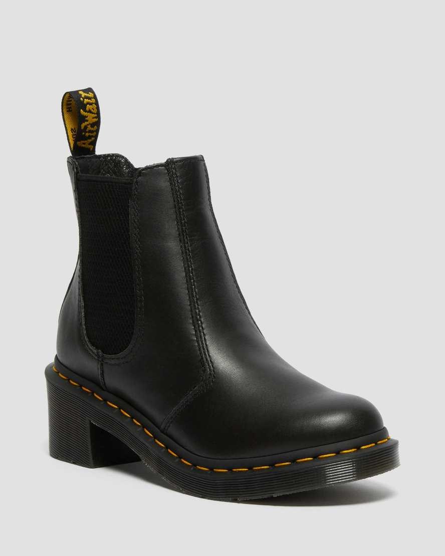 Dr Martens Cadence Leder Absatz Chelsea Stiefel Damen Schwarz | PUH-742356