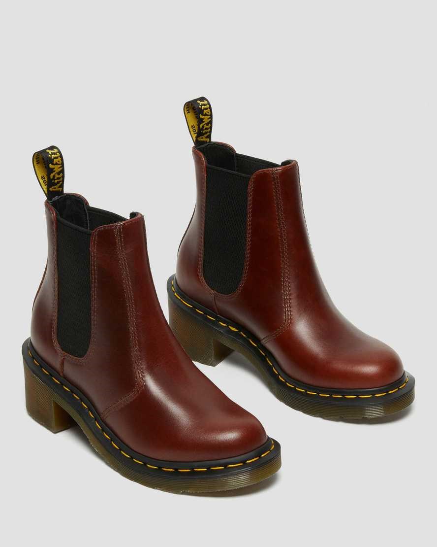 Dr Martens Cadence Leder Absatz Chelsea Stiefel Damen Braun | SBI-750182