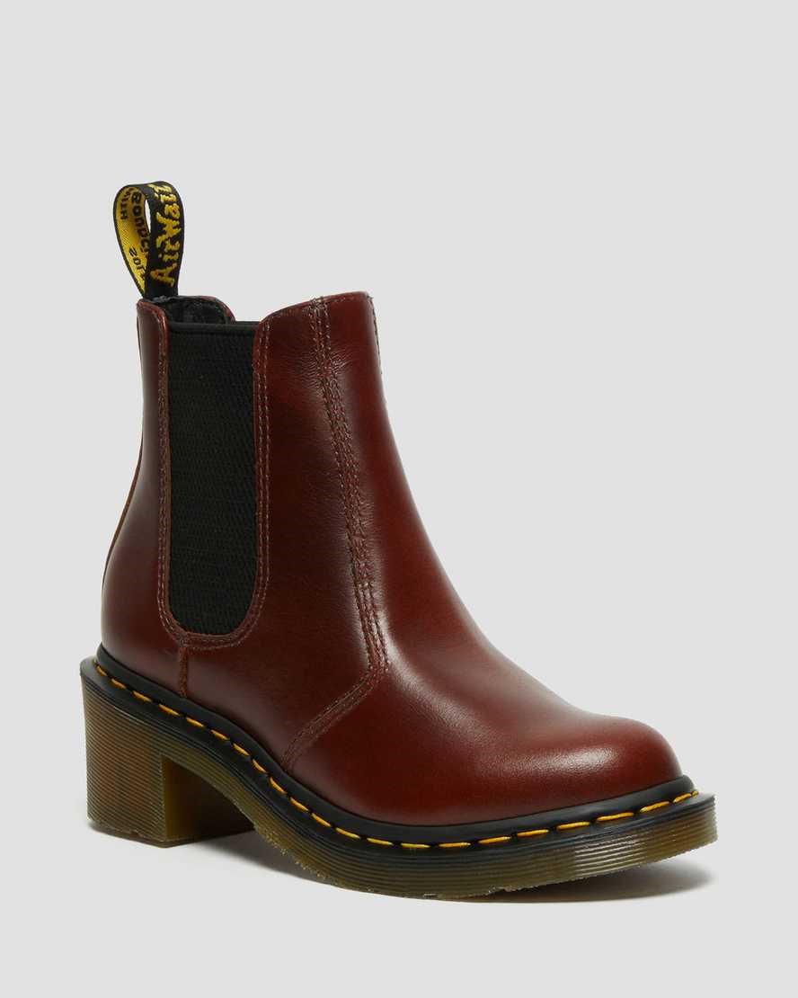 Dr Martens Cadence Leder Absatz Chelsea Stiefel Damen Braun | SBI-750182