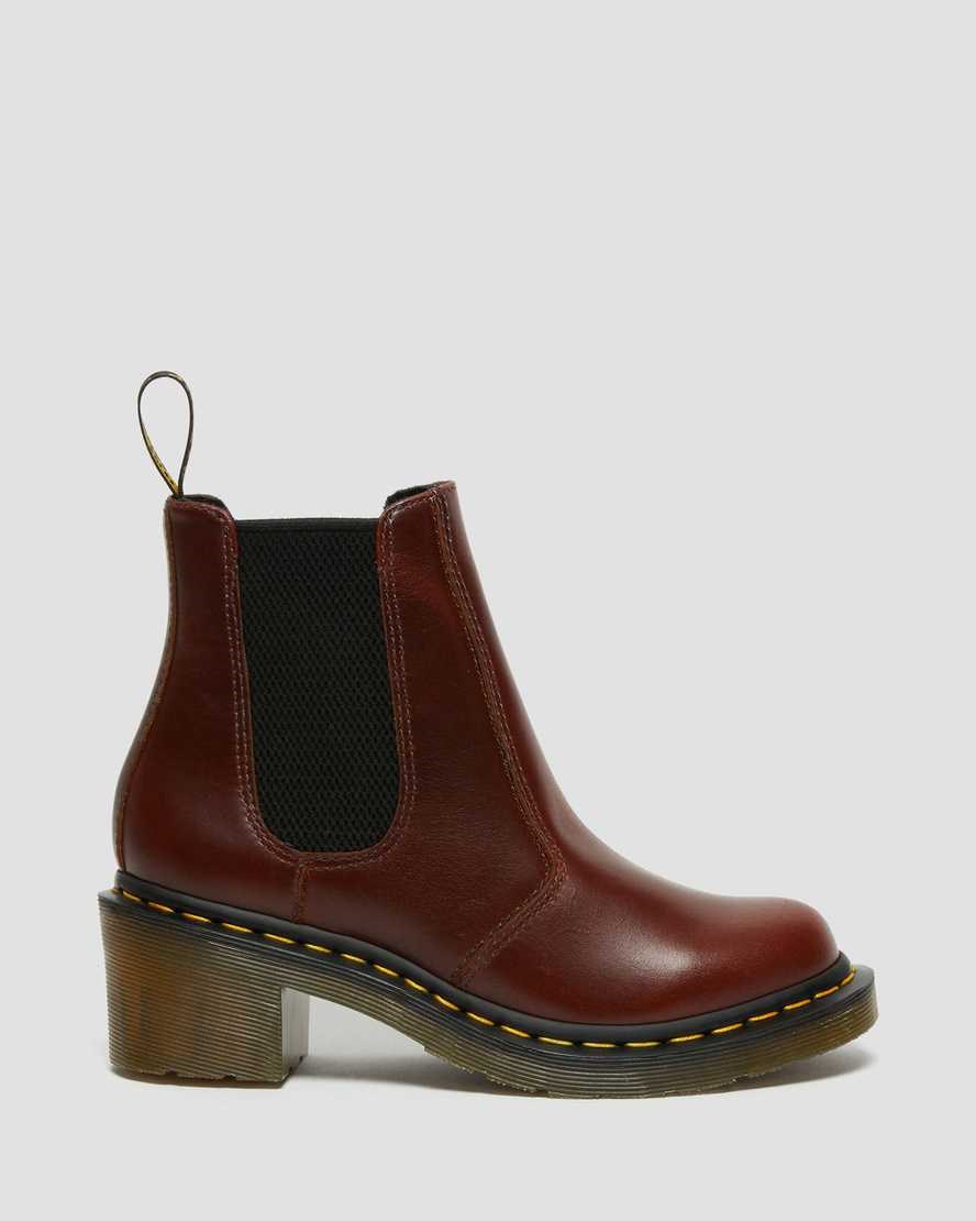 Dr Martens Cadence Leder Absatz Chelsea Stiefel Damen Braun | SBI-750182