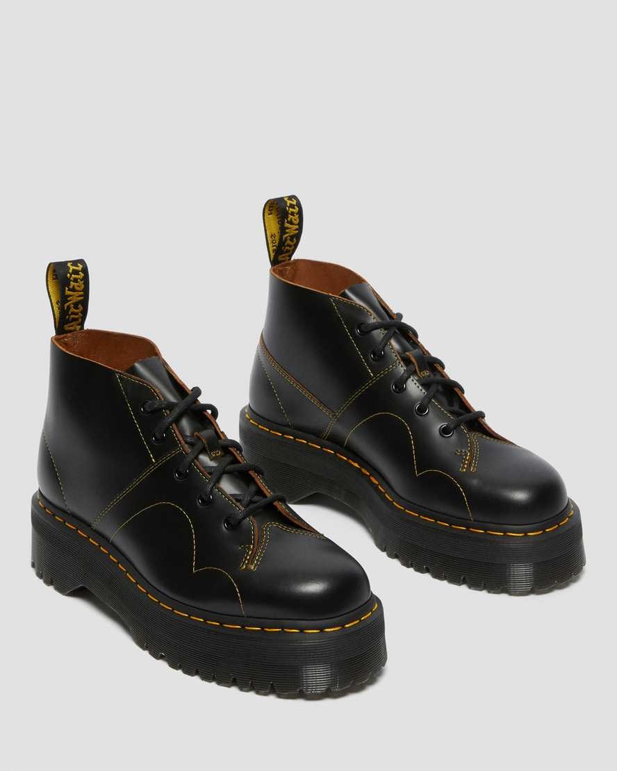 Dr Martens Church Plattform Schnürstiefel Damen Schwarz | PZT-247586